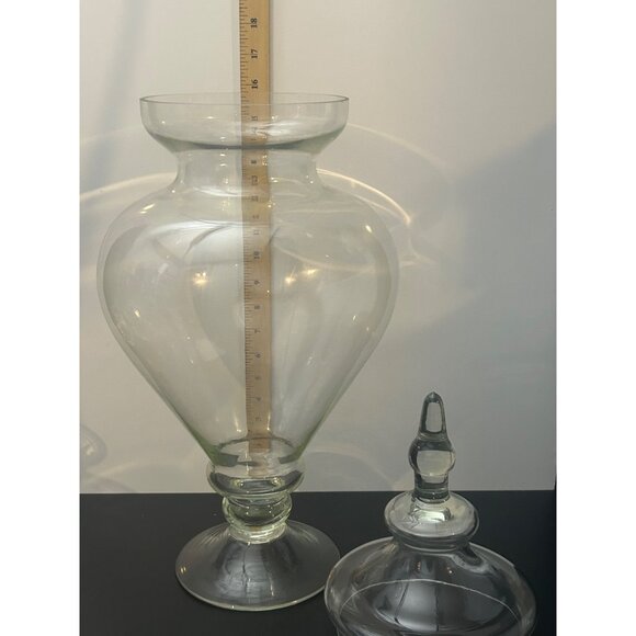 Apothecary Jar w/ Lid Antique LARGE Clear Glass 24" x 9.5" Drugstore Display EXC - Picture 11 of 16